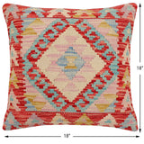 handmade Traditional Pillow Red Beige Hand-Woven SQUARE 100% WOOL Hand woven turkish pillow2' x 2'