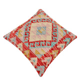 handmade Traditional Pillow Red Beige Hand-Woven SQUARE 100% WOOL Hand woven turkish pillow2' x 2'