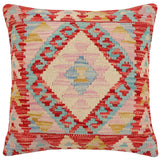 handmade Traditional Pillow Red Beige Hand-Woven SQUARE 100% WOOL Hand woven turkish pillow2' x 2'