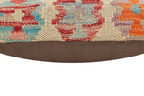 handmade Traditional Pillow Beige Rust Hand-Woven SQUARE 100% WOOL  Hand woven turkish pillow  2 x 2