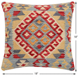 handmade Traditional Pillow Blue Red Hand-Woven SQUARE 100% WOOL Hand woven turkish pillow2' x 2'