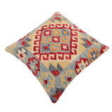 handmade Traditional Pillow Blue Red Hand-Woven SQUARE 100% WOOL Hand woven turkish pillow2' x 2'