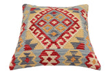 handmade Traditional Pillow Blue Red Hand-Woven SQUARE 100% WOOL Hand woven turkish pillow2' x 2'