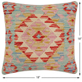 handmade Traditional Pillow Blue Rust Hand-Woven SQUARE 100% WOOL Hand woven turkish pillow2' x 2'