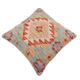 handmade Traditional Pillow Blue Rust Hand-Woven SQUARE 100% WOOL Hand woven turkish pillow2' x 2'