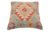 handmade Traditional Pillow Blue Rust Hand-Woven SQUARE 100% WOOL Hand woven turkish pillow2' x 2'