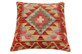 handmade Traditional Pillow Rust Beige Hand-Woven SQUARE 100% WOOL Hand woven turkish pillow2' x 2'