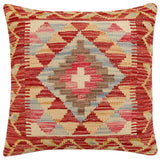 handmade Traditional Pillow Rust Beige Hand-Woven SQUARE 100% WOOL Hand woven turkish pillow2' x 2'