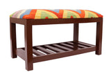 Shabby Chic Carvalho Kilim upholstered Handmade wood Storage Bench
