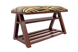 Retro Zebra Print Caskey Italian Velvet upholstered Handmade wood Storage Bench