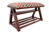 Bohemian Cass Italian Velvet upholstered Handmade wood Storage Bench