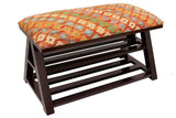 Shabby Chic Jackie Kilim upholstered Handmade wood Storage Bench