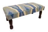 handmade Traditional Settees Blue Beige Hand-made RECTANGLE Vegetable dyed wool and wood  48'' x 24'' x 21''