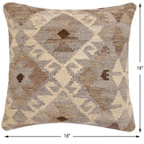 handmade Traditional Pillow Beige Gray Hand-Woven SQUARE 100% WOOL Hand woven turkish pillow2' x 2'