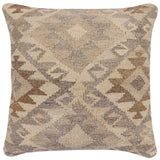 handmade Traditional Pillow Beige Gray Hand-Woven SQUARE 100% WOOL Hand woven turkish pillow2' x 2'