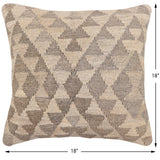 handmade Traditional Pillow Beige Gray Hand-Woven SQUARE 100% WOOL Hand woven turkish pillow2' x 2'