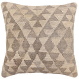 handmade Traditional Pillow Beige Gray Hand-Woven SQUARE 100% WOOL Hand woven turkish pillow2' x 2'