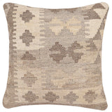 handmade Traditional Pillow Beige Gray Hand-Woven SQUARE 100% WOOL  Hand woven turkish pillow  2 x 2
