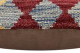 handmade Traditional Pillow Rust Blue Hand-Woven SQUARE 100% WOOL Hand woven turkish pillow2' x 2'