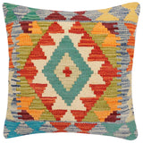 Bohemian Niesha Turkish Hand-Woven Kilim Pillow - 18'' x 18''