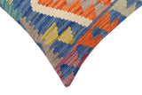 handmade Traditional Pillow Blue Rust Hand-Woven SQUARE 100% WOOL Hand woven turkish pillow2' x 2'