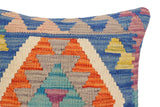 handmade Traditional Pillow Blue Rust Hand-Woven SQUARE 100% WOOL Hand woven turkish pillow2' x 2'