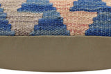 handmade Traditional Pillow Blue Rust Hand-Woven SQUARE 100% WOOL Hand woven turkish pillow2' x 2'