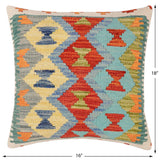 handmade Traditional Pillow Rust Blue Hand-Woven SQUARE 100% WOOL  Hand woven turkish pillow  3 x 5