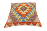 handmade Traditional Pillow Rust Blue Hand-Woven SQUARE 100% WOOL Hand woven turkish pillow2' x 2'