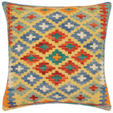 handmade Traditional Pillow Gold Rust Hand-Woven SQUARE 100% WOOL Hand woven turkish pillow2' x 2'