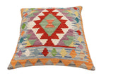 handmade Traditional Pillow Rust Blue Hand-Woven SQUARE 100% WOOL Hand woven turkish pillow2' x 2'