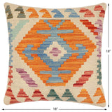 handmade Traditional Pillow Beige Rust Hand-Woven SQUARE 100% WOOL Hand woven turkish pillow2' x 2'