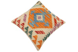 handmade Traditional Pillow Beige Rust Hand-Woven SQUARE 100% WOOL Hand woven turkish pillow2' x 2'