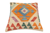 handmade Traditional Pillow Beige Rust Hand-Woven SQUARE 100% WOOL Hand woven turkish pillow2' x 2'