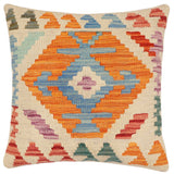 Rustic In Turkish Hand-Woven Kilim Pillow - 18'' x 18''