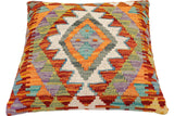 handmade Traditional Pillow Rust Blue Hand-Woven SQUARE 100% WOOL  Hand woven turkish pillow  2 x 2