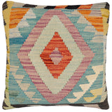 handmade Traditional Pillow Blue Rust Hand-Woven SQUARE 100% WOOL Hand woven turkish pillow2' x 2'