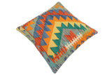 handmade Modern Pillow Rust Blue Hand-Woven SQUARE 100% WOOL  Hand woven turkish pillow  2 x 2