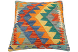 handmade Modern Pillow Rust Blue Hand-Woven SQUARE 100% WOOL  Hand woven turkish pillow  2 x 2