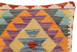 handmade Traditional Pillow Blue Rust Hand-Woven SQUARE 100% WOOL Hand woven turkish pillow2' x 2'