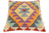 handmade Traditional Pillow Blue Rust Hand-Woven SQUARE 100% WOOL Hand woven turkish pillow2' x 2'