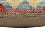 handmade Traditional Pillow Red Blue Hand-Woven SQUARE 100% WOOL Hand woven turkish pillow2' x 2'