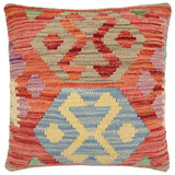 handmade Traditional Pillow Red Blue Hand-Woven SQUARE 100% WOOL Hand woven turkish pillow2' x 2'