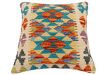 handmade Traditional Pillow Rust Blue Hand-Woven SQUARE 100% WOOL Hand woven turkish pillow2' x 2'