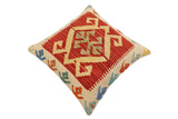 handmade Traditional Pillow Rust Beige Hand-Woven SQUARE 100% WOOL Hand woven turkish pillow2' x 2'