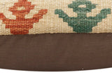 handmade Traditional Pillow Rust Beige Hand-Woven SQUARE 100% WOOL Hand woven turkish pillow2' x 2'