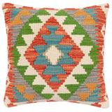 handmade Traditional Pillow Rust Blue Hand-Woven SQUARE 100% WOOL Hand woven turkish pillow2' x 2'