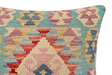 handmade Traditional Pillow Blue Red Hand-Woven SQUARE 100% WOOL Hand woven turkish pillow2' x 2'