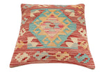 handmade Traditional Pillow Red Blue Hand-Woven SQUARE 100% WOOL  Hand woven turkish pillow  2 x 2