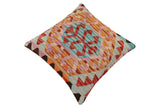 handmade Traditional Pillow Red Blue Hand-Woven SQUARE 100% WOOL Hand woven turkish pillow2' x 2'